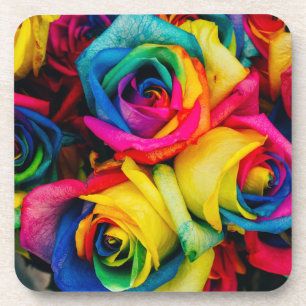 Posavasos conjunto de montaña de rosas arco iris