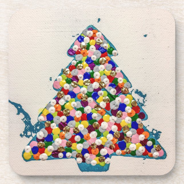 Posavasos Conjunto de Navidades azules de 6 ruedas (Frente)