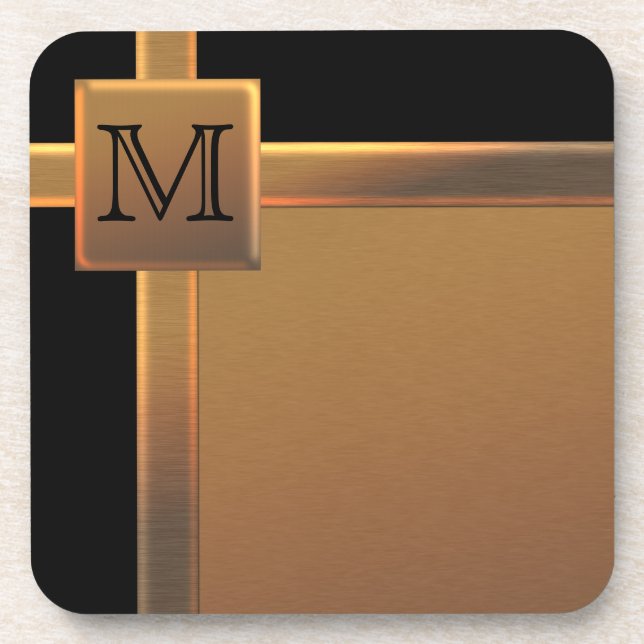 Posavasos Conjunto monocromático de cobre negro y FAUX (6) (Frente)