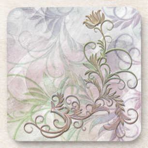 Posavasos Conjuntos de escayola de coral floral con sombra d