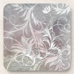 Posavasos Conjuntos de escayola floral blanca y sombreada