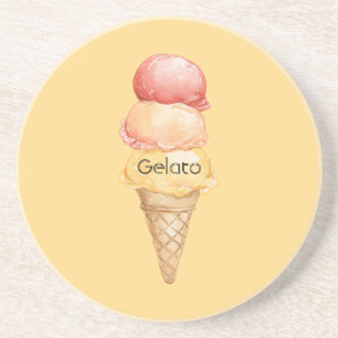 Posavasos Cono de helado de gelato rojo amarillo italiano