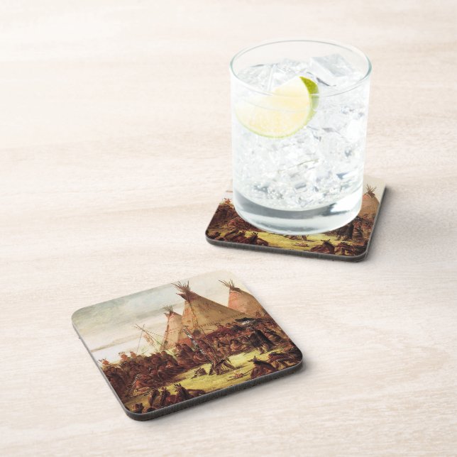 Posavasos Consejo de Guerra Tipis Sioux George Catlin Circa  (Lado Derecho)