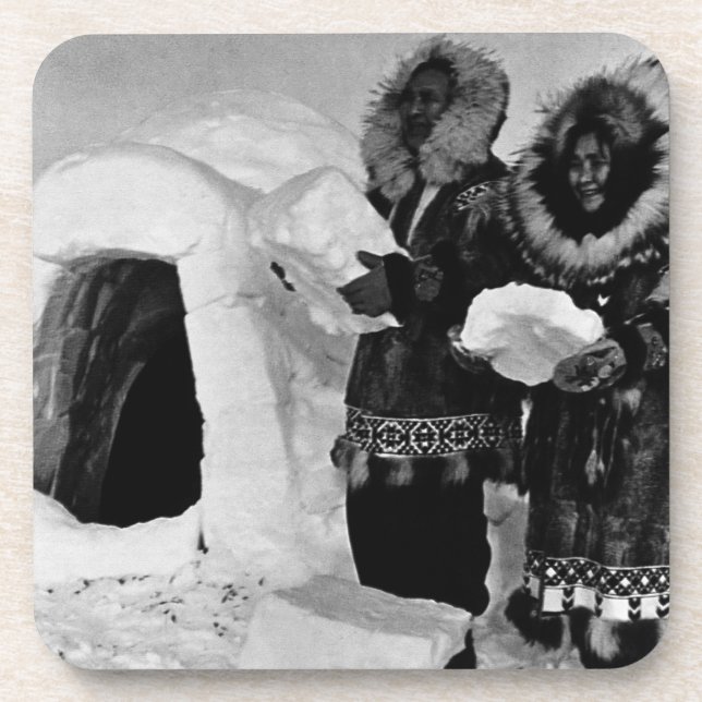Posavasos Constructores de igloo de Alaska en EEUU (Frente)