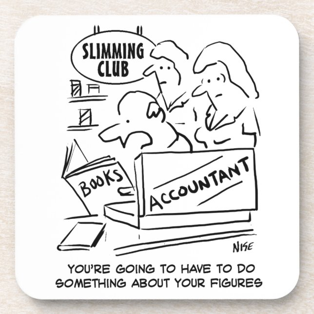 Posavasos Contable revisa los libros en un club de adelgazam (Frente)