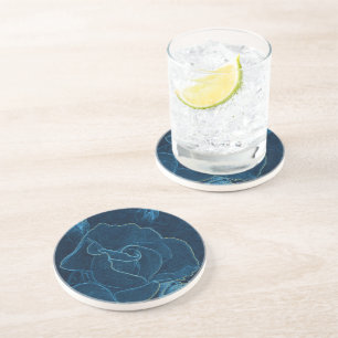 Posavasos contorno de rosa azul