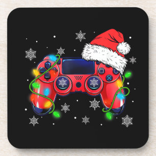 Posavasos Controlador de videojuegos sombrero de Santa navid