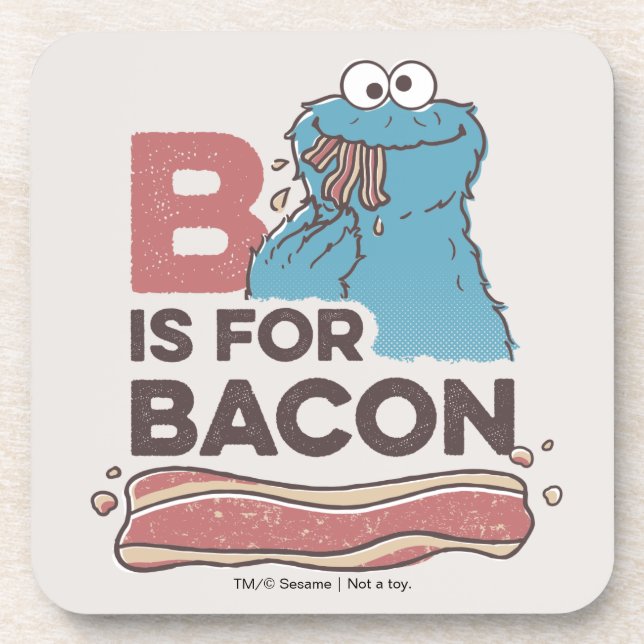 Posavasos Cookie Monster | B es para Bacon (Frente)