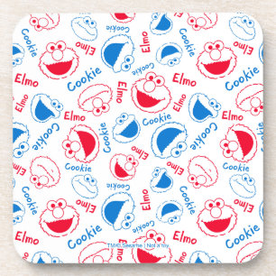 Posavasos Cookie Monster y Elmo   Patrón rojo y azul