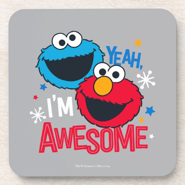 Posavasos Cookie Monster y Elmo | Sí, soy increíble (Frente)
