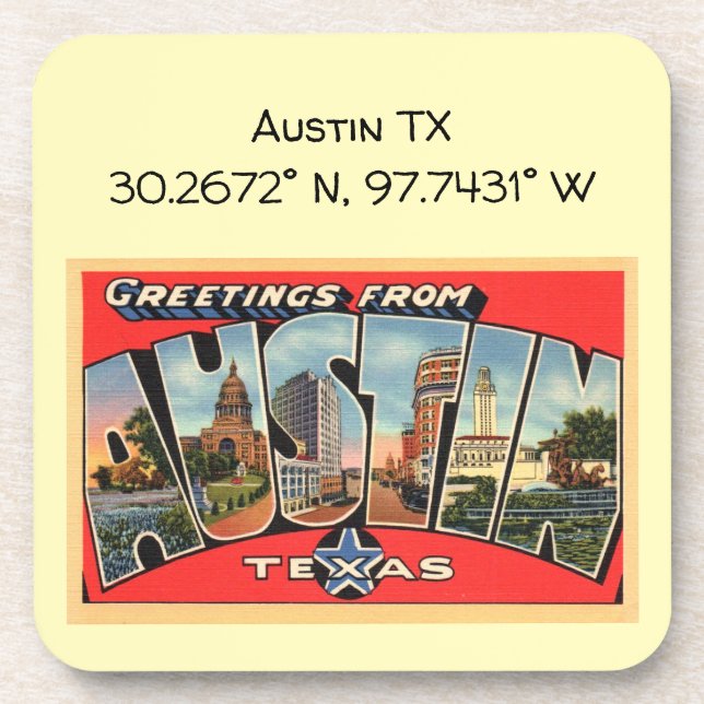 Posavasos Coordenadas del mapa de Austin TX con estilo de ép (Frente)