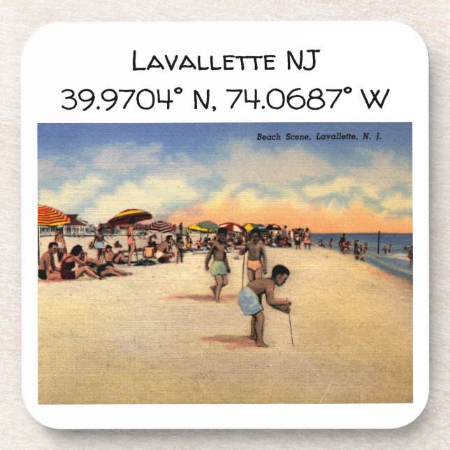 Posavasos Coordenadas del mapa de Lavallette NJ Estilo de la (Frente)