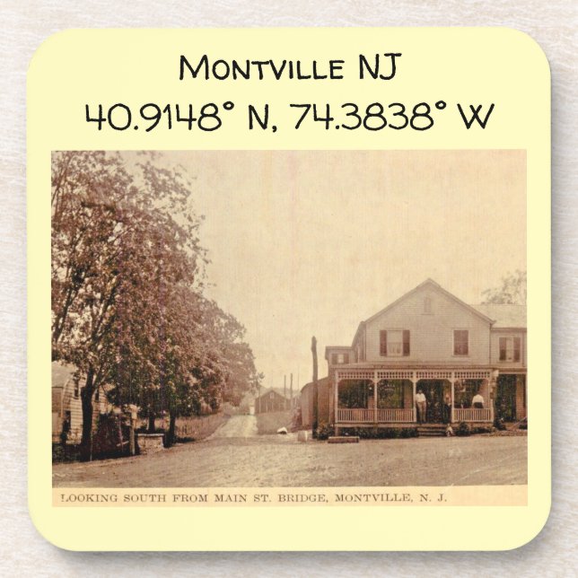 Posavasos Coordenadas del mapa de Montville NJ con estilo de (Frente)
