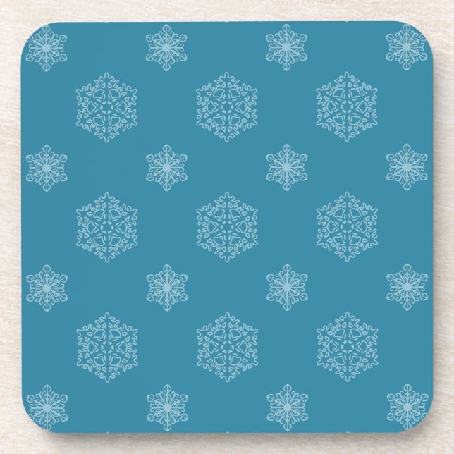 Posavasos Copas azules con copos de nieve (Frente)