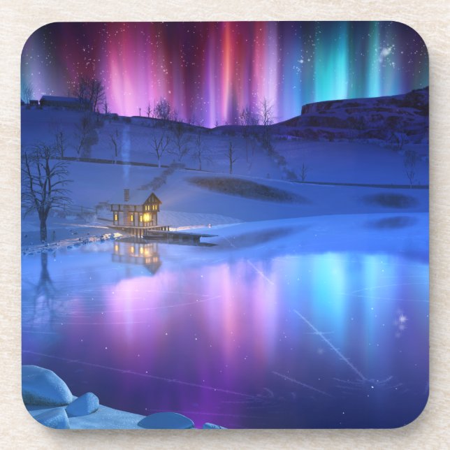 Posavasos Copas de coral de arcoiris de invierno (Frente)