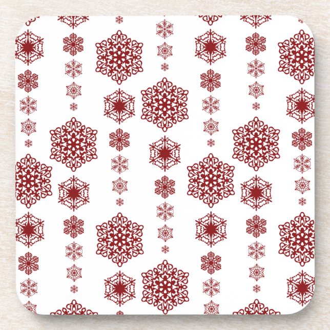 Posavasos Copas de nieve rojas (Frente)