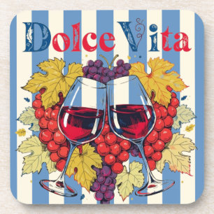 Posavasos Copas de vino de rayas azules Rústico Amalfi Dolce