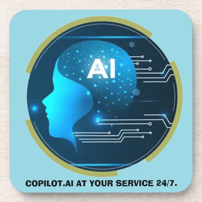 Posavasos Copilot.AI at your service, 24/7. (Frente)
