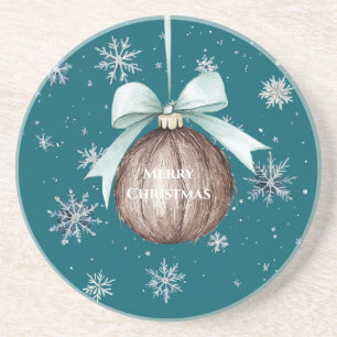 Posavasos Copo de Navidad con Copos de Nieve Azul Turquesa y