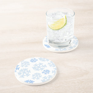 Posavasos Copo de nieve azul y blanco