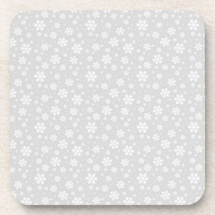 Posavasos Copo de nieve blancos sobre patrón de invierno pla