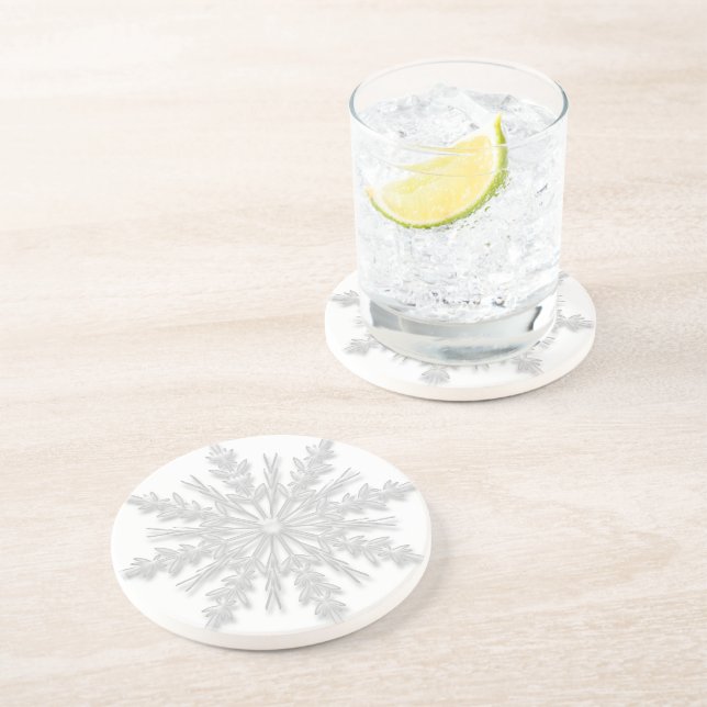 Posavasos Copo de nieve de invierno blanco (Lado)