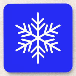 Posavasos Copo De Nieve Nórdico Blanco De moda Sobre Azul Re