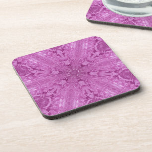 Posavasos Copo de nieve rosa de color rosa con caleidoscopio