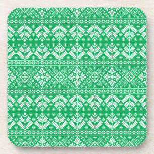 Posavasos Copo de Nieve Verde y Fair Isle Floral de Navidad