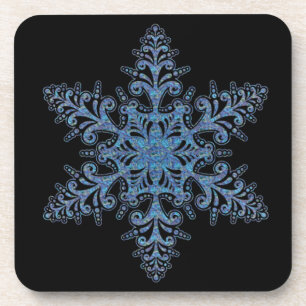 Posavasos Copos de copo de nieve azul