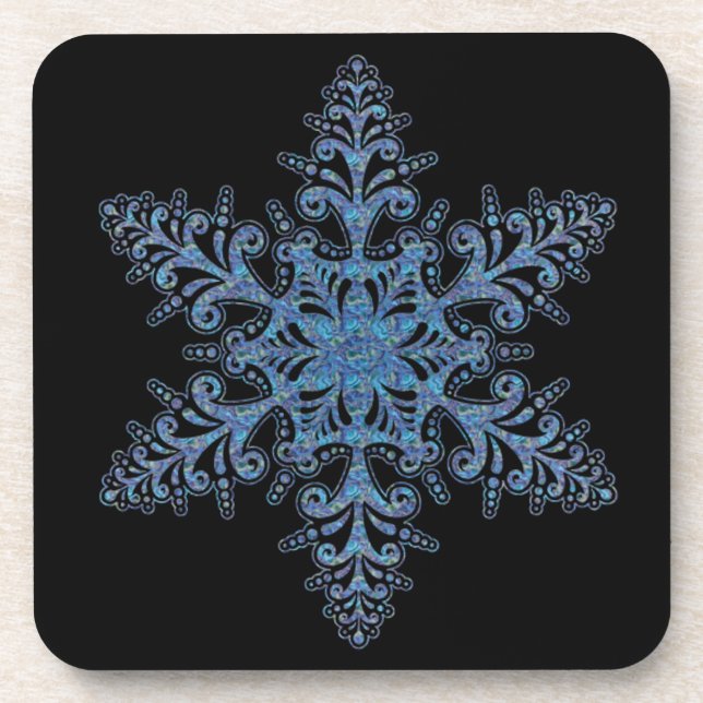 Posavasos Copos de copo de nieve azul (Frente)