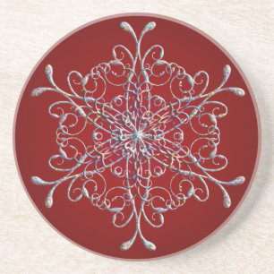 Posavasos Copos de copo de nieve irlandeses rojos