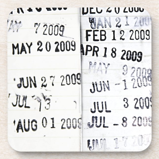 Posavasos Copos de estampado de fecha de biblioteca (Frente)