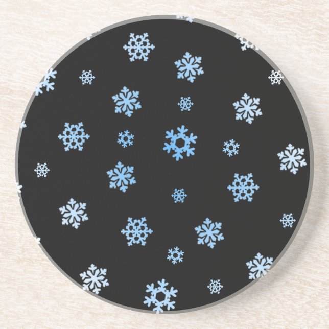 Posavasos Copos de nieve (azul y blanco) (Frente)