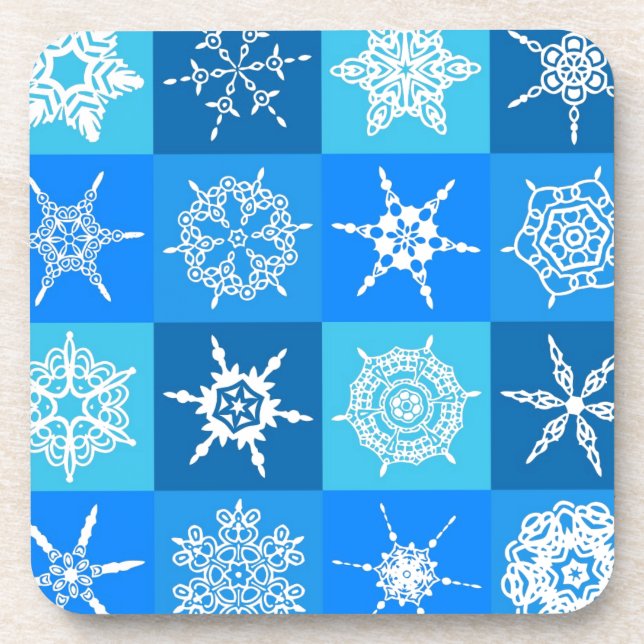 Posavasos Copos de nieve azules (Frente)