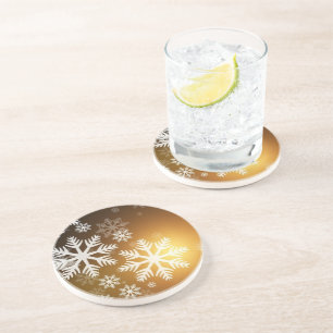 Posavasos Copos de nieve con espárragos dorados