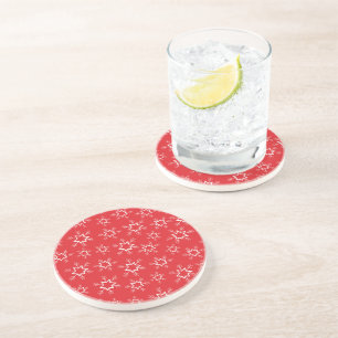Posavasos Copos de nieve, copos de nieve rojos y blancos, ni