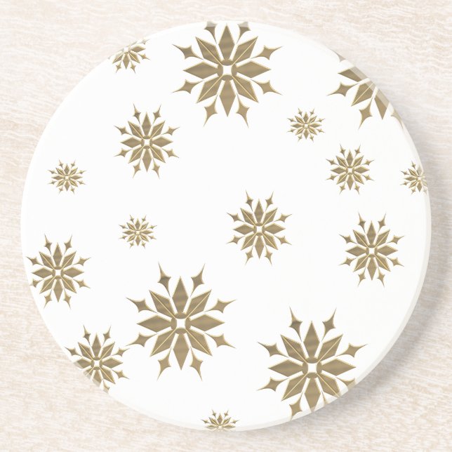 Posavasos Copos de nieve dorados (Frente)