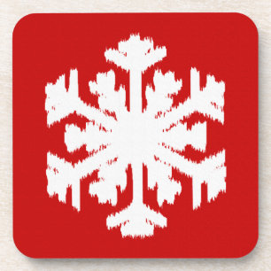 Posavasos Copos de nieve Ikat - Rojo oscuro y blanco