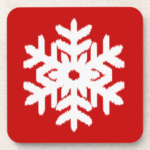 Posavasos Copos de nieve Ikat - Rojo oscuro y blanco