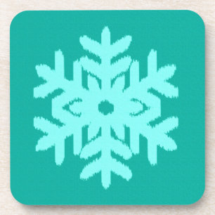 Posavasos Copos de nieve Ikat - Turquesa y aqua