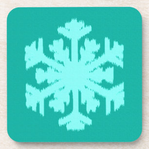 Posavasos Copos de nieve Ikat - Turquesa y aqua