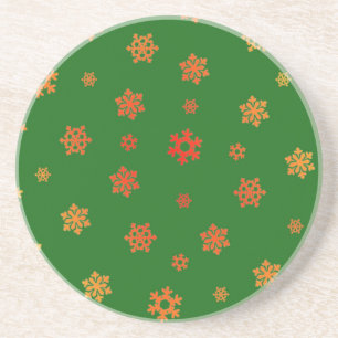 Posavasos Copos de nieve (rojo y oro) [patrón de Navidades]