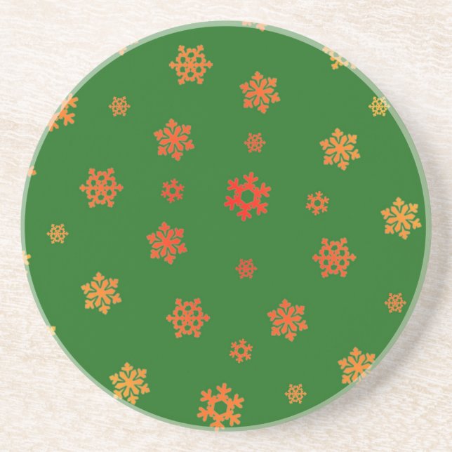 Posavasos Copos de nieve (rojo y oro) [patrón de Navidades] (Frente)