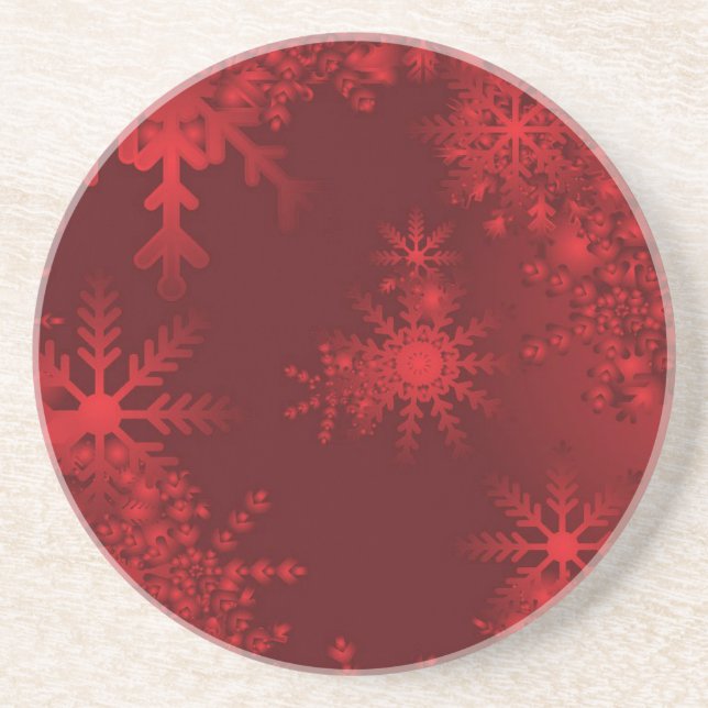 Posavasos Copos de nieve rojos (Frente)