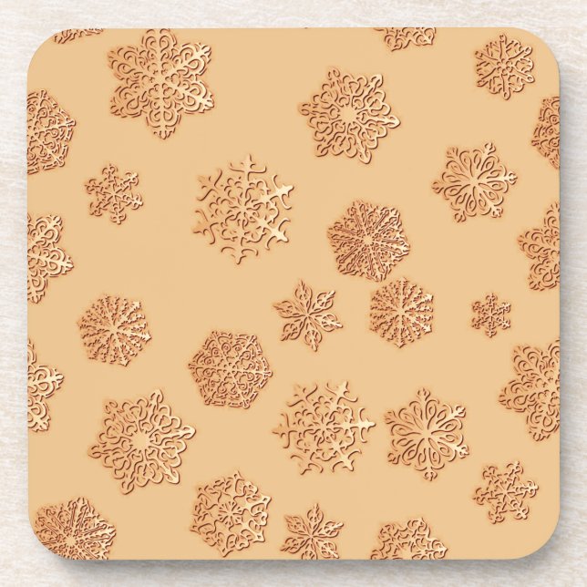 Posavasos Copper 3-d snowflakes on a copper background (Frente)