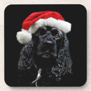 Posavasos Coquetero negro spaniel Santa