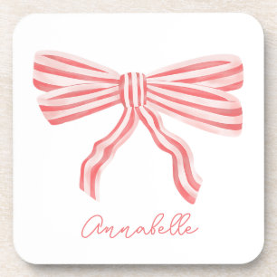 Posavasos Coquette Pink Striw Bow