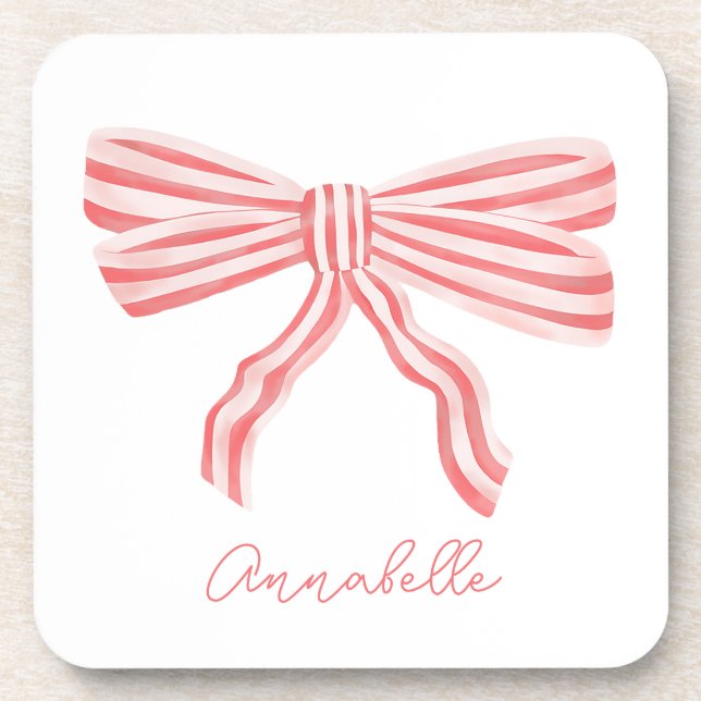 Posavasos Coquette Pink Striw Bow (Frente)