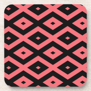 Posavasos Coral and black diamond pattern